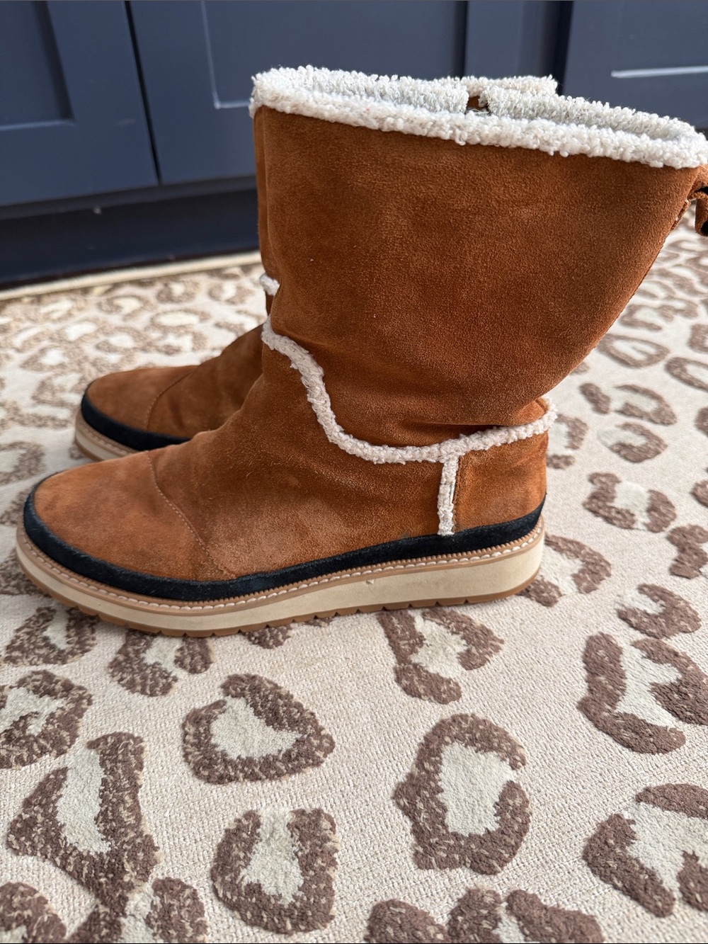 Toms Chestnut Suede Shearling-Lined Mid-Calf Boots